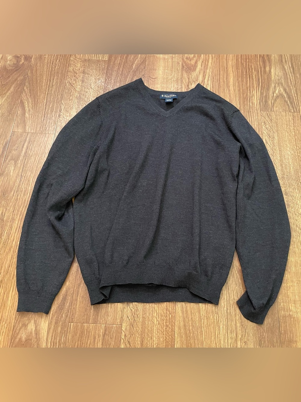 Vtg Brooks Brothers Stretch Merino Wool V Neck Sweater Black Men’s Large Preppy